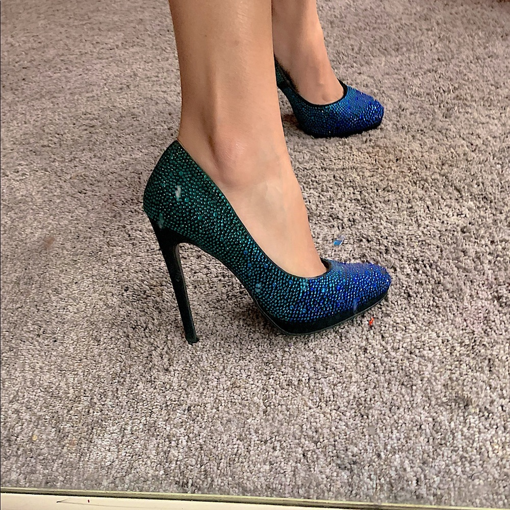 Kate Preston Blue Rhinestone Pumps